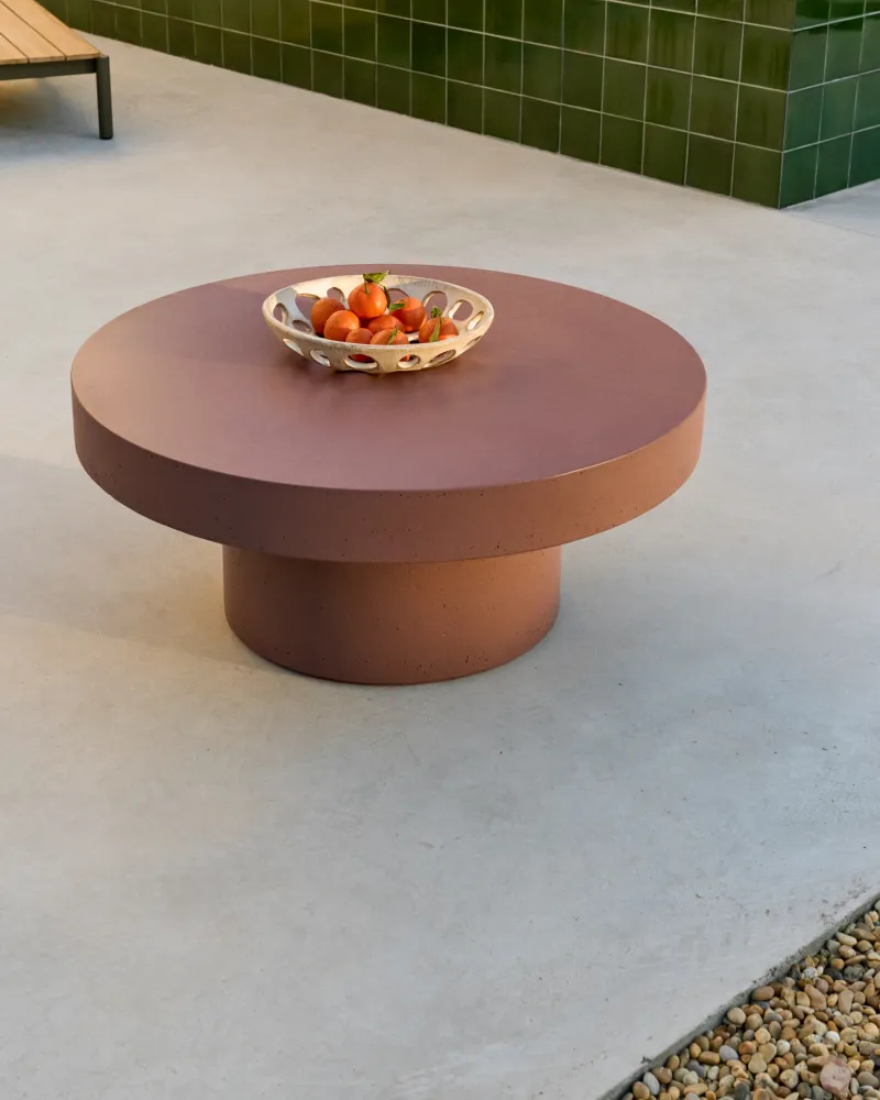 Aiguablava terrakotta cement kávézóasztal Ø90cm