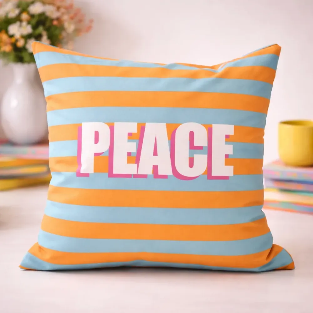 Kissenhülle Peace orange/türkis 40x40 cm
