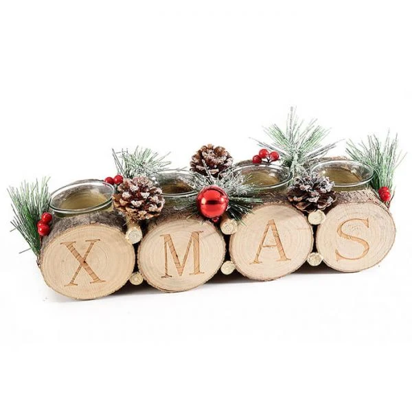 Karácsonyi asztali dísz mécsestartó - 38x10x11 cm XMAS
