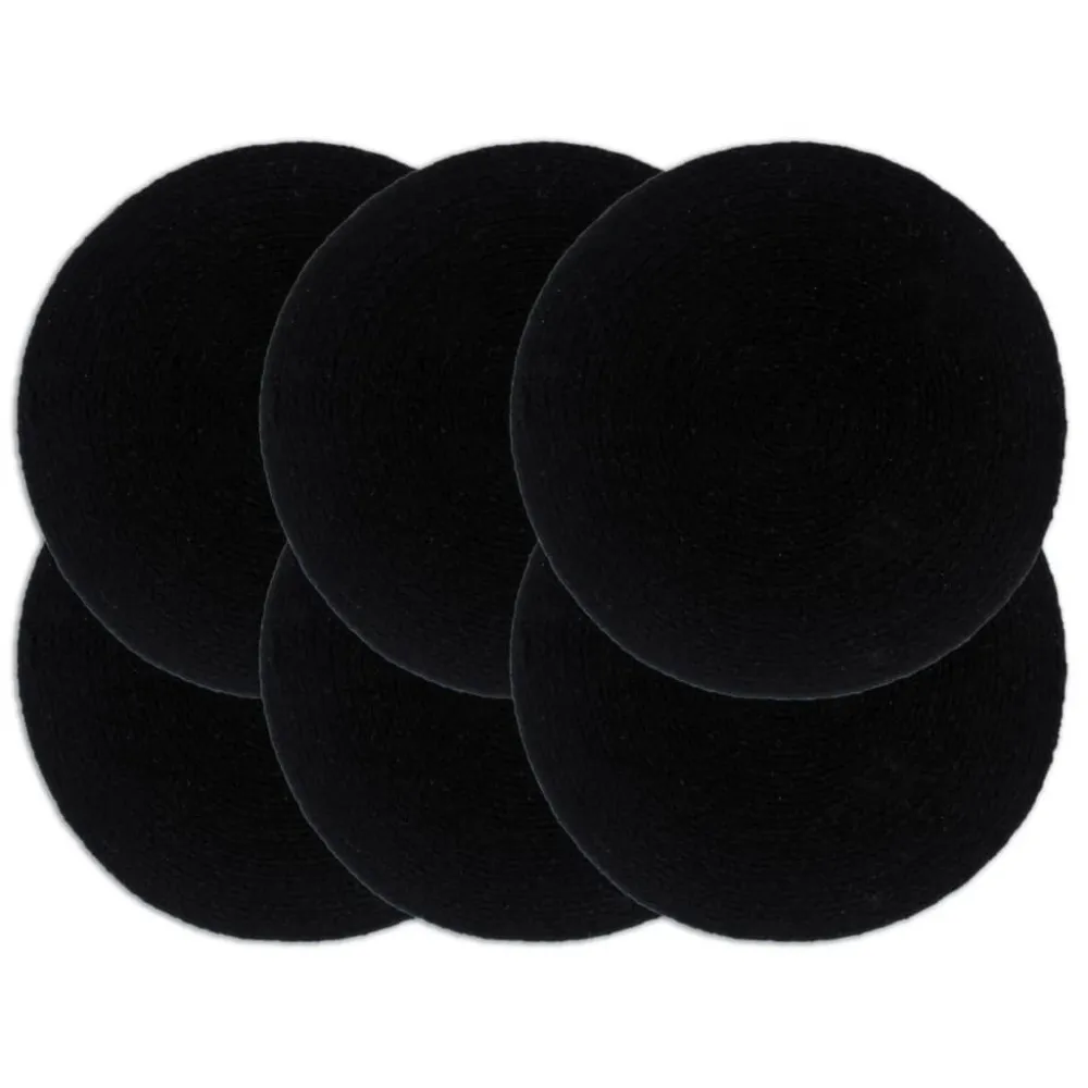 vidaXL 6 db sima fekete kerek pamutalátét 38 cm