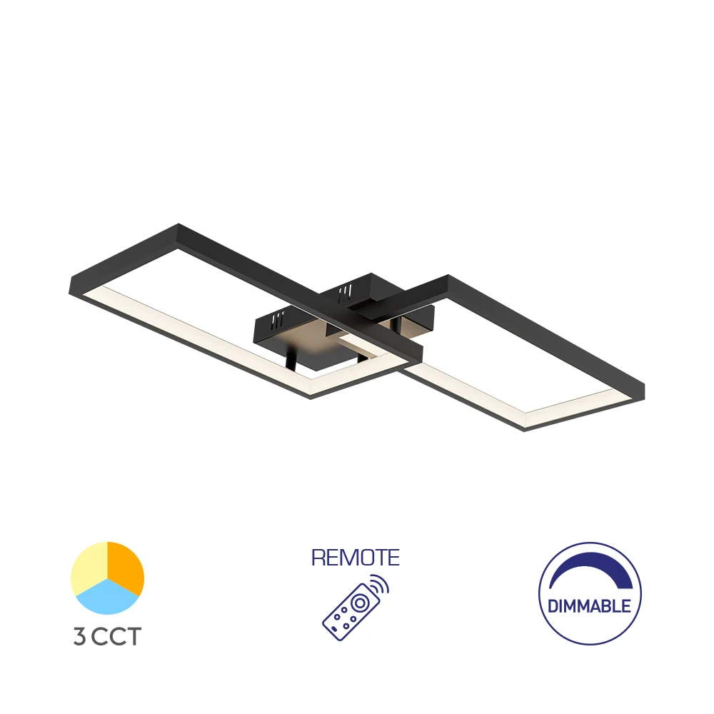 Braytron Mennyezeti Led Lámpa 40W IP20 Állítható színhőmérséklet,Távírányítóval,Dimmerelhető fekete 230V BH17-04491
