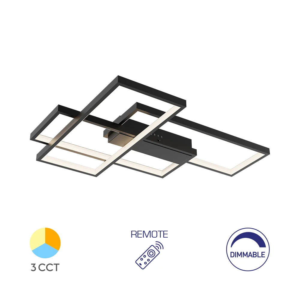 Braytron Mennyezeti Led Lámpa 65W IP20 Állítható színhőmérséklet,Távírányítóval,Dimmerelhető fekete 230V BH17-04591