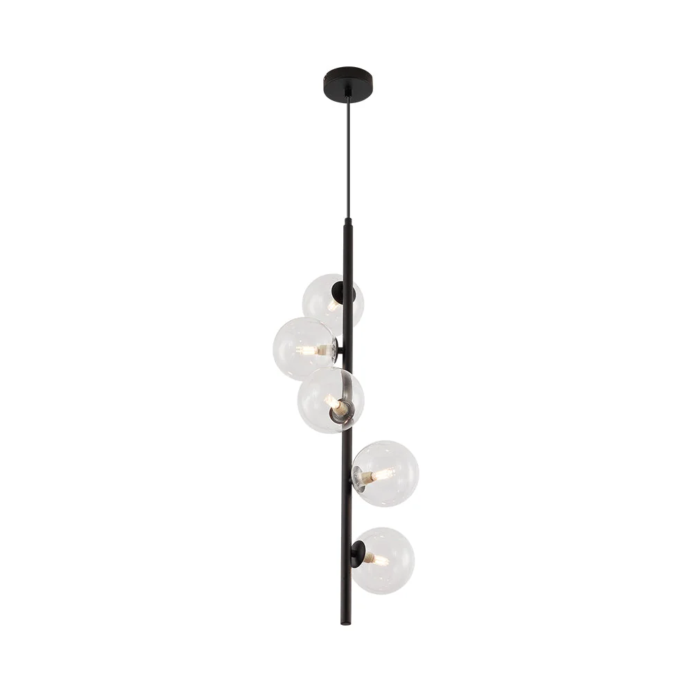 Mennyezeti Fekete Függeszték Gömb üvegbúrával 5xG9 foglalattal 220-240V 50/60Hz IP20 BV01-00120