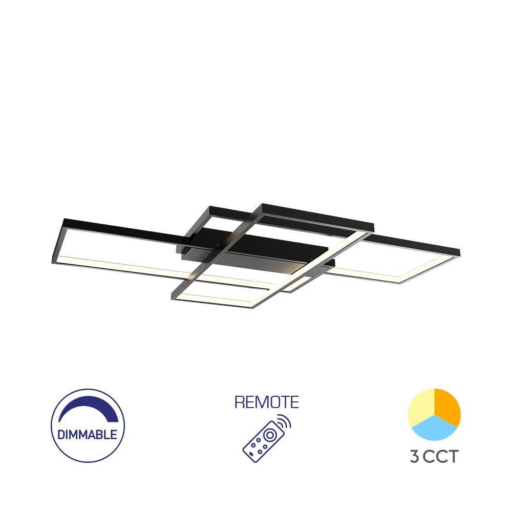 Braytron Led lámpa mennyezeti 80W IP20 230V 3IN1 8800Lm fekete BH17-04691