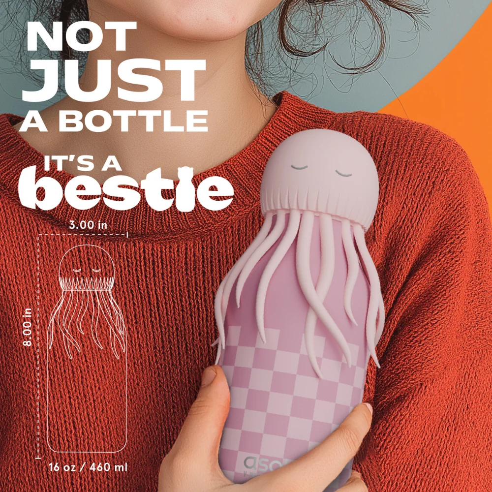 Asobu Termikus palack szívószállal Bestie - Medusa Pink 460 ml