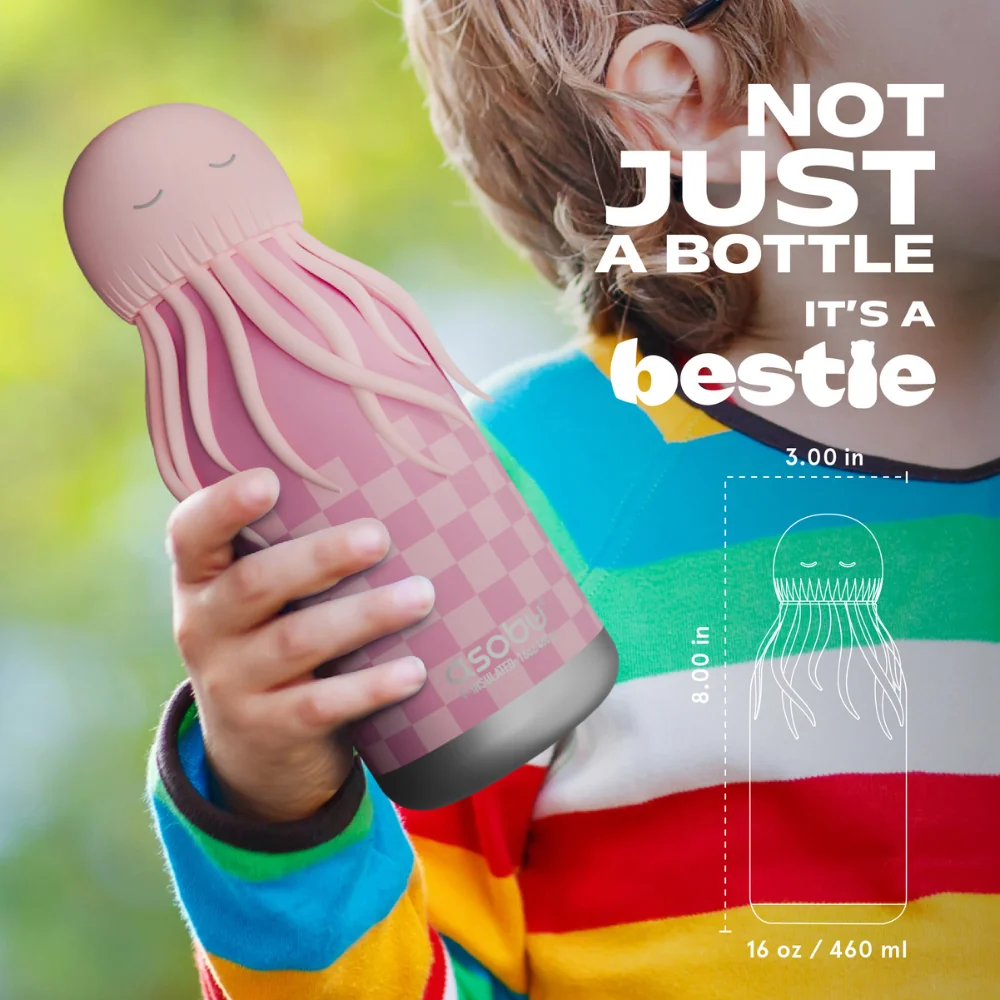 Asobu Termikus palack szívószállal Bestie - Medusa Pink 460 ml
