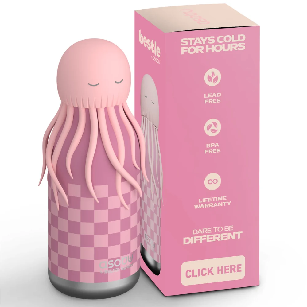 Asobu Termikus palack szívószállal Bestie - Medusa Pink 460 ml