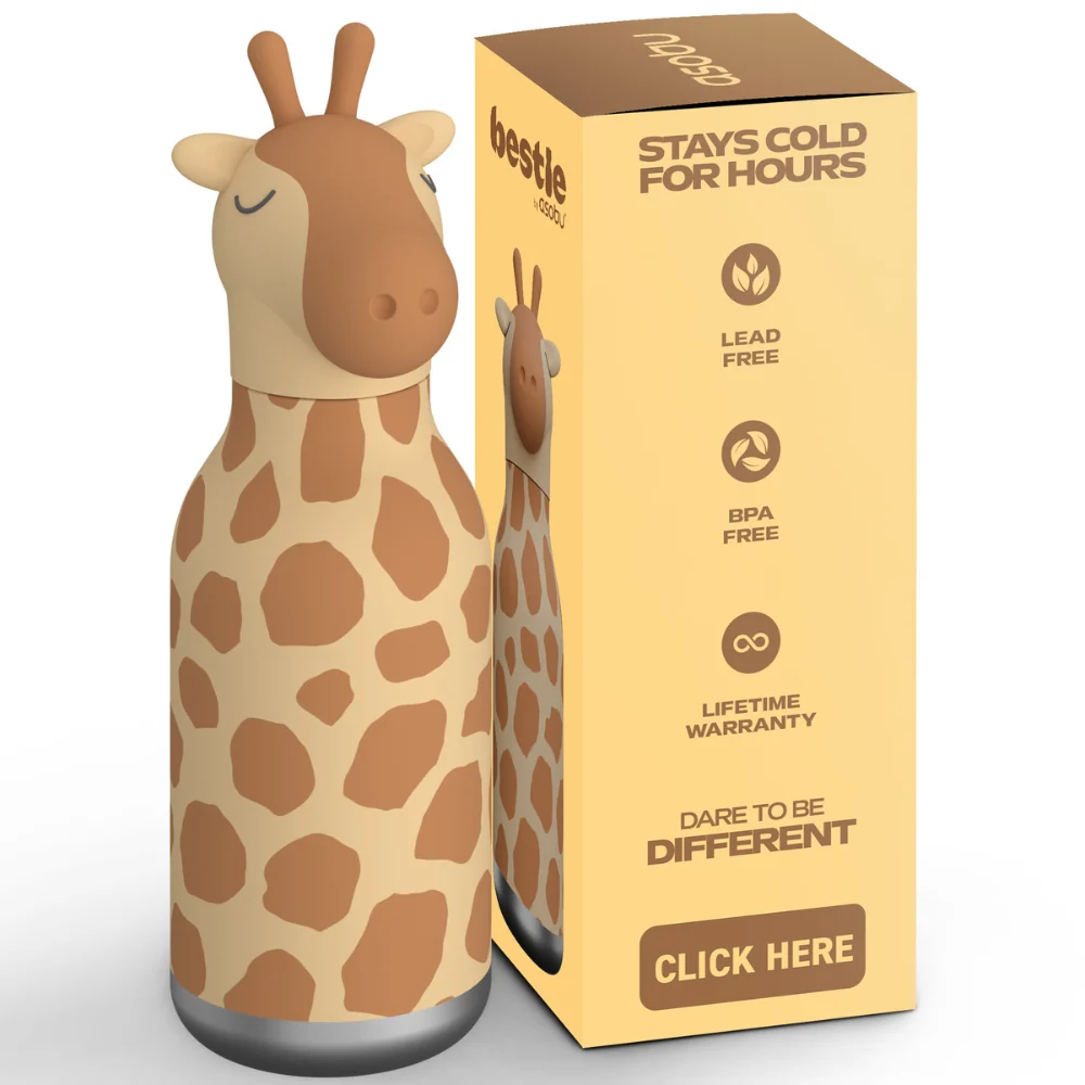 Asobu Termikus palack szívószállal Bestie - Zsiráf 460 ml