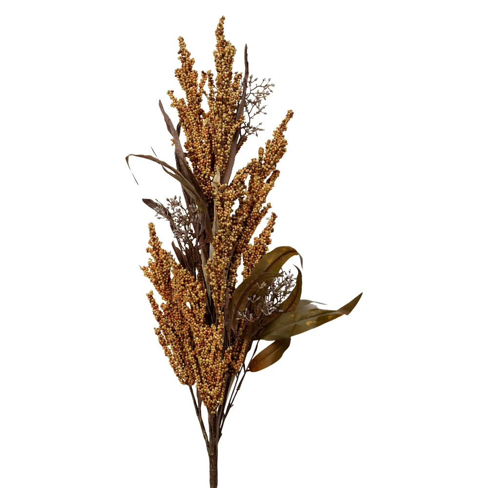 Sorghum borostyánszínű magvas mű ág 93 cm