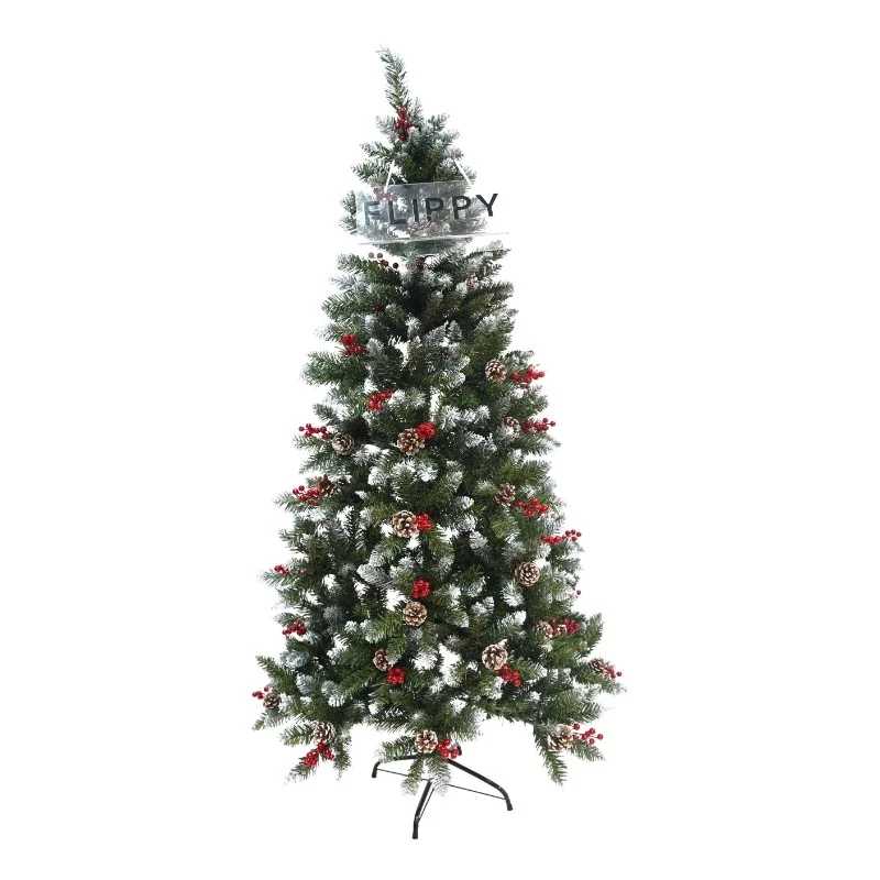 Mesterséges karácsonyfa, Vivimall, Falra/ sarokba tehető, 1.80 m magas, Zöld, Díszített, Alsó átmérő 95 cm, Beltéri/ Kültéri