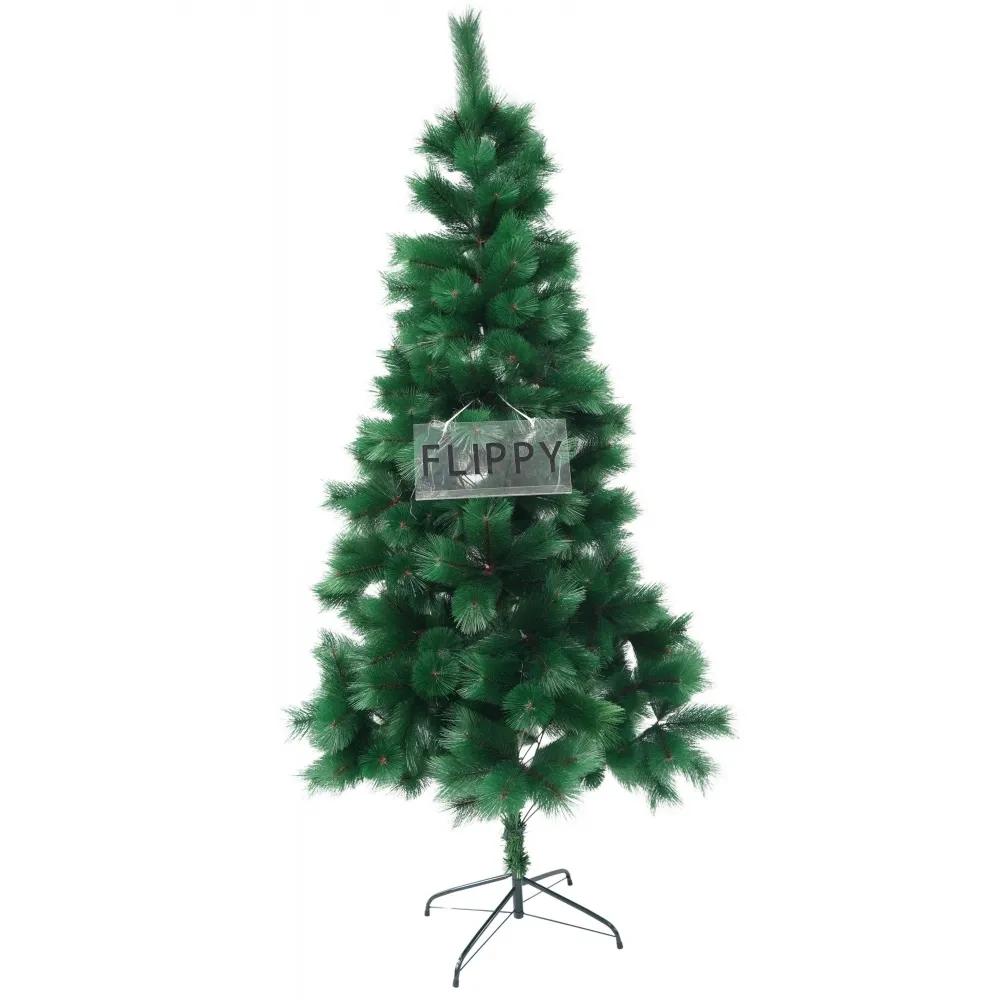 Műfenyő, fenyő típusú, 210 cm magas, 115 cm átmérőjű, 350 db 12 cm-es 3D tűlevelű ággal, Vivimall, zöld, fém állvánnyal