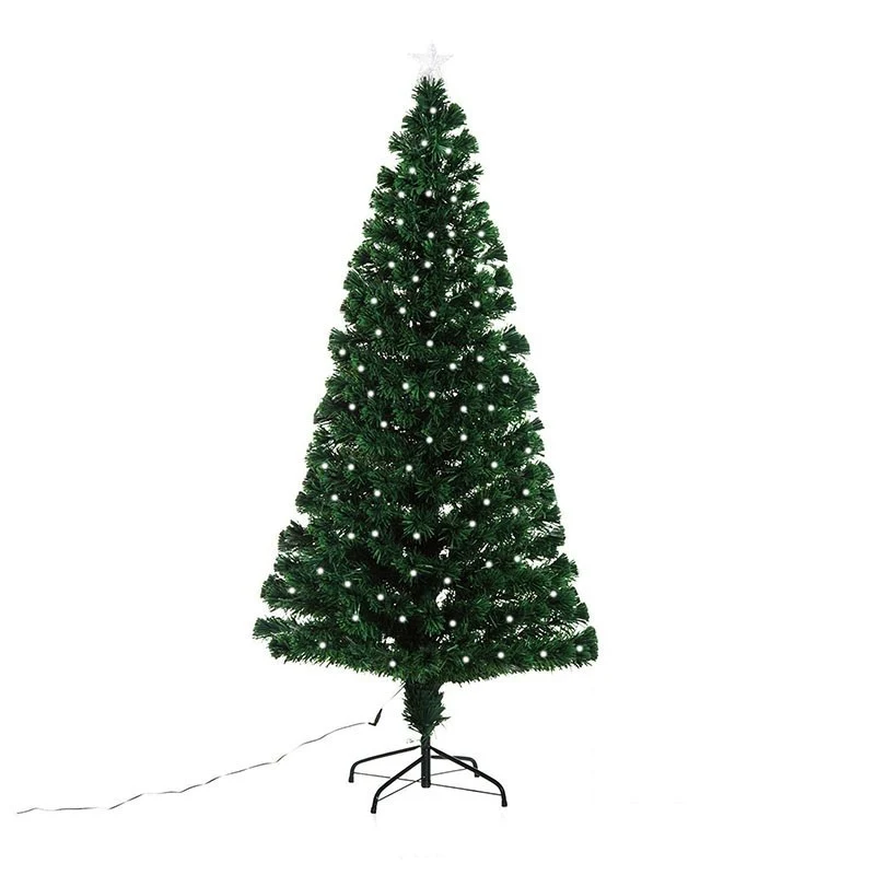 Műfenyő, Vivimall, 1,80 m magas, zöld, beépített LED-égőkkel, alsó átmérője 137 cm, bel- és kültéri használatra