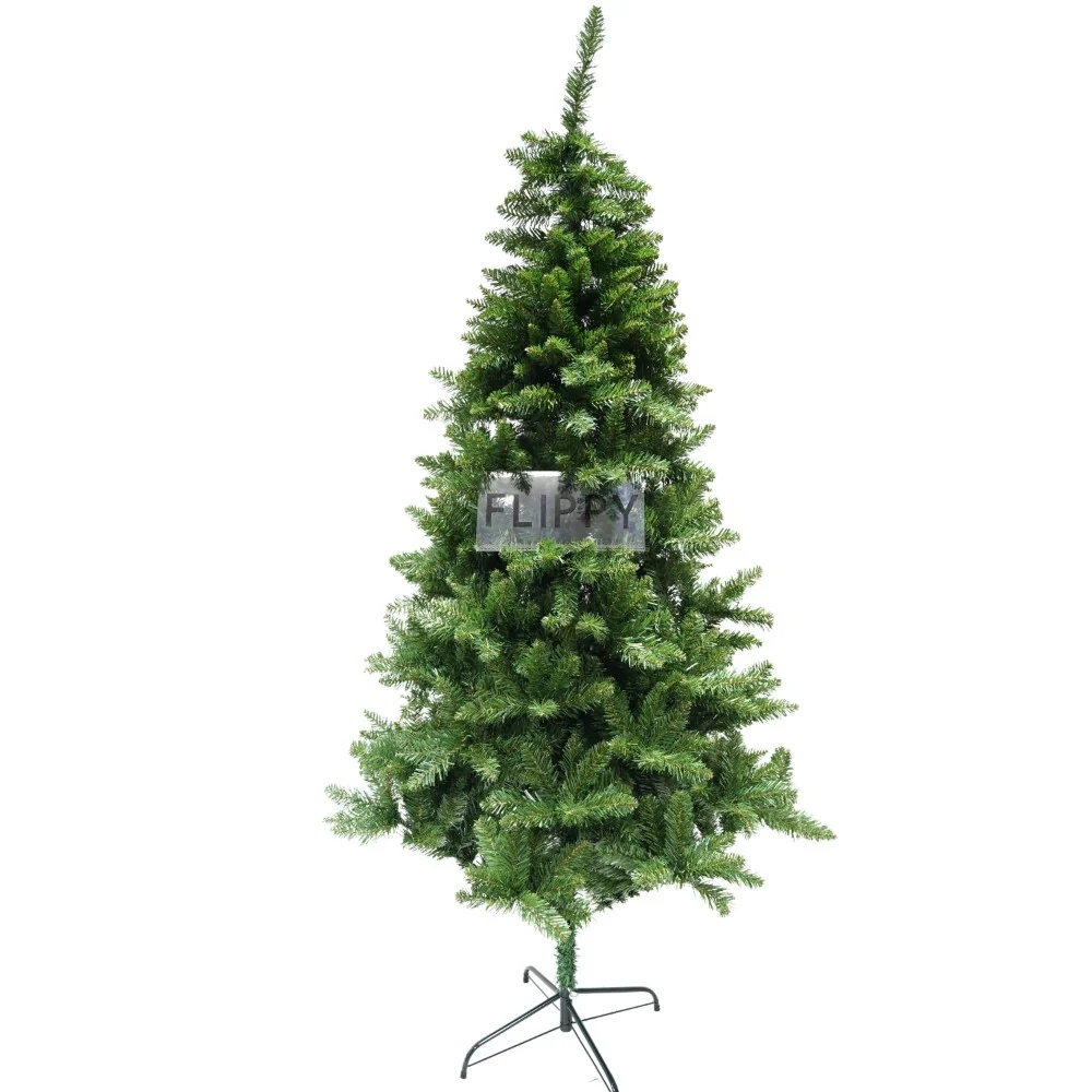 Vivimall karácsonyi műfenyő, klasszikus, bel- és kültéri, 210 cm magasság, 125 cm átmérő, 957 ág, zöld, fém állvánnyal