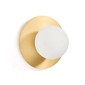 Fém falilámpa brushed réz befejezéssel és 1 matt üveg gömbbel Ø20cm