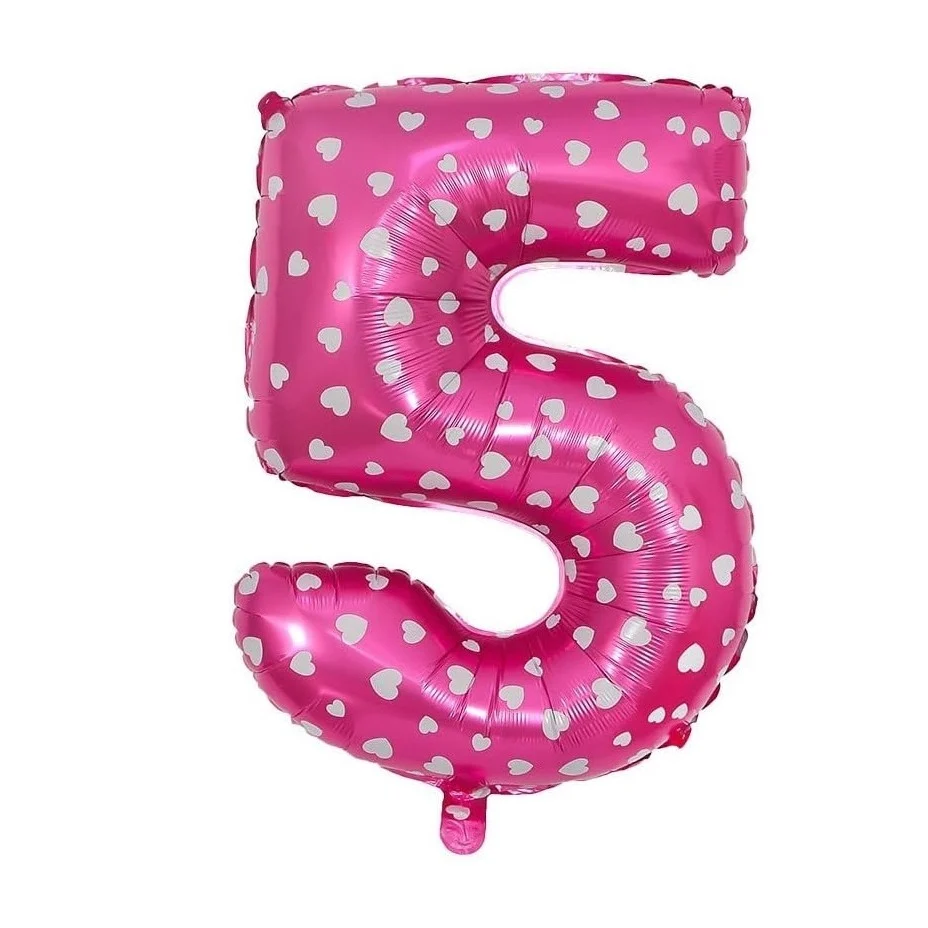 Fém fólia lufi figura, szívek mintával, születésnapi téma, 80 cm, egyedi csomagolás, szívószállal, felfújható levegővel va...