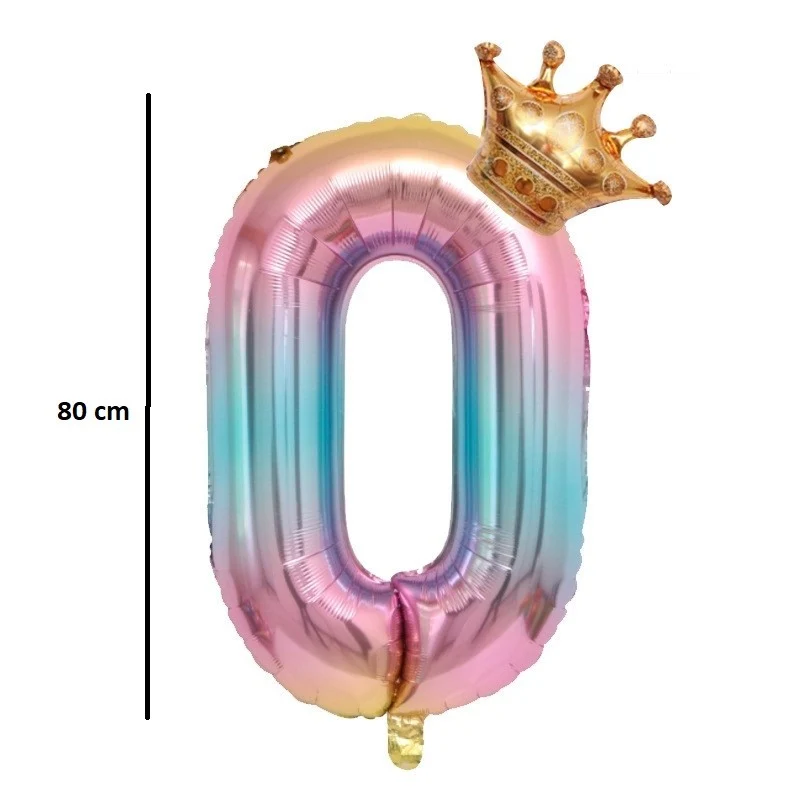 Fém fólia lufi, Színátmenetes számfigura, születésnapi témájú 80 cm, egyedi csomagolás, szívószállal, felfújható levegővel...