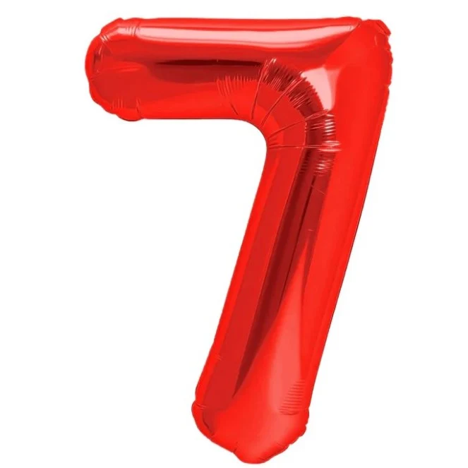 Fólia Lufi, Vivimall, Szám Figura, 7-es Modell, Születésnapi Téma, 40 cm, Egyedi Csomagolás, Szívószál Tartozék, Levegővel...