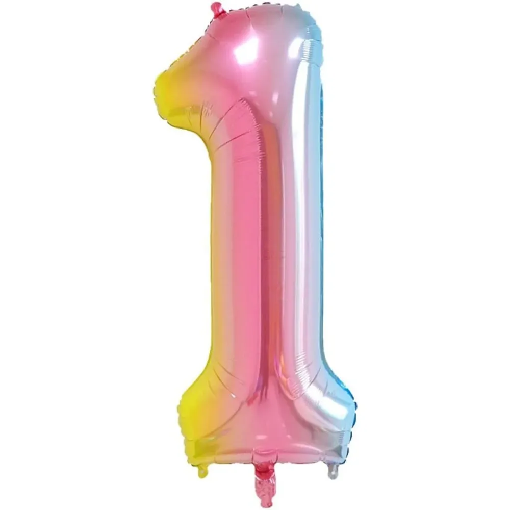 Színátmenetes metál fólia lufi figura, születésnapi témájú, 100 cm, egyedi csomagolásban, szívószállal, felfújható levegőv...