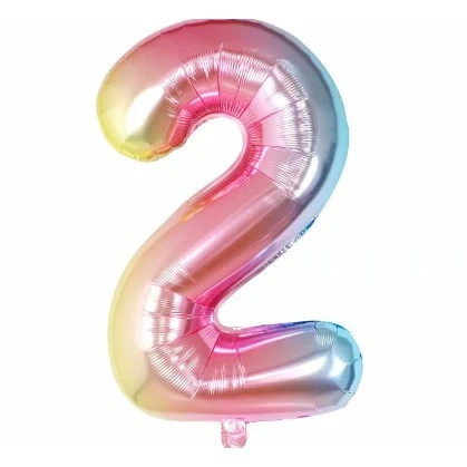Vivimall Fólia Balon, Gradiens Számos Figura, Születésnapi téma 40 cm, Egyedi csomagolás, Szívószál mellékelve, Levegővel...