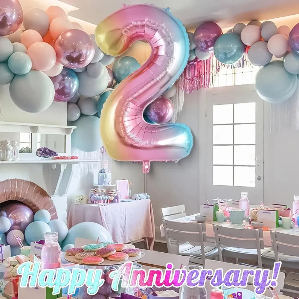 Vivimall Fólia Balon, Gradiens Számos Figura, Születésnapi téma 40 cm, Egyedi csomagolás, Szívószál mellékelve, Levegővel...
