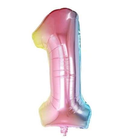 Vivimall fémes fóliaballon, Gradiens számos figura, Születésnapi téma, 40 cm, Egyedi csomagolás, Szívószál mellékelve, Lev...