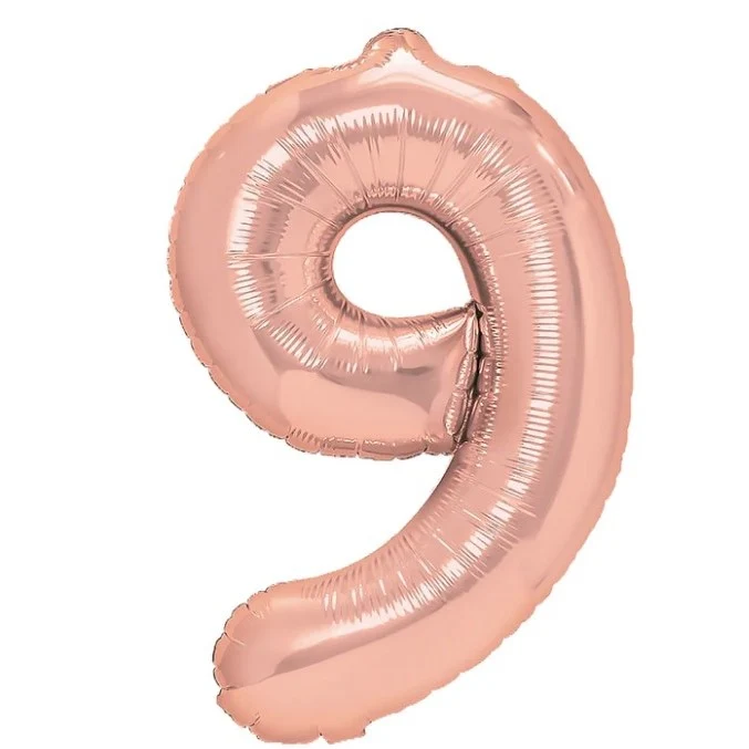 Vivimall fémfóliás léggömb, számfigura, 40 cm-es születésnapi téma, egyedi csomagolás, szívószál mellékelve, levegővel vag...
