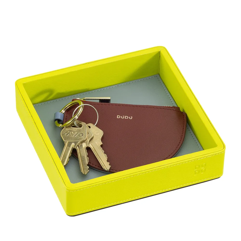 DUDU Entryway Designer színes bőr zsebtálca, 14x14cm, díszdobozsal