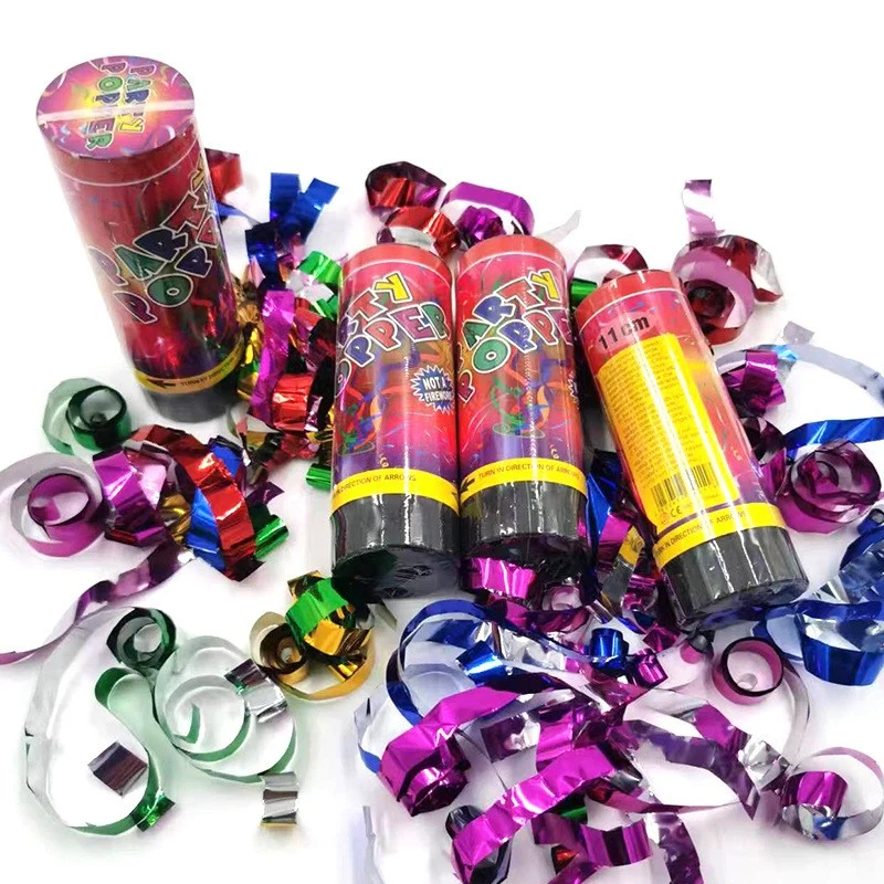 Konfetti ágyú, Vivimall, Party Popper 20 cm, Fólia szalag mintás, Többszínű