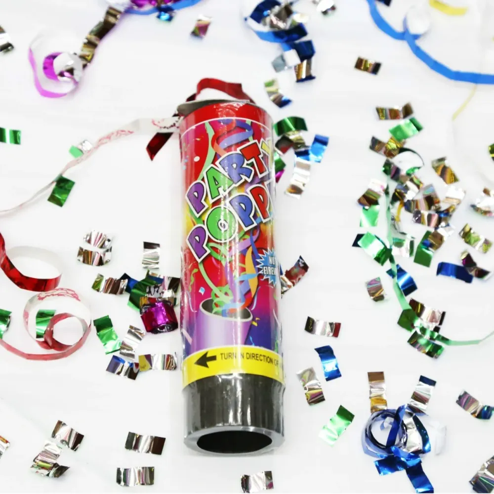 Konfetti Ágyú, Vivimall, Party Popper 15 cm, Szalagos Fólia Modell, Többszínű