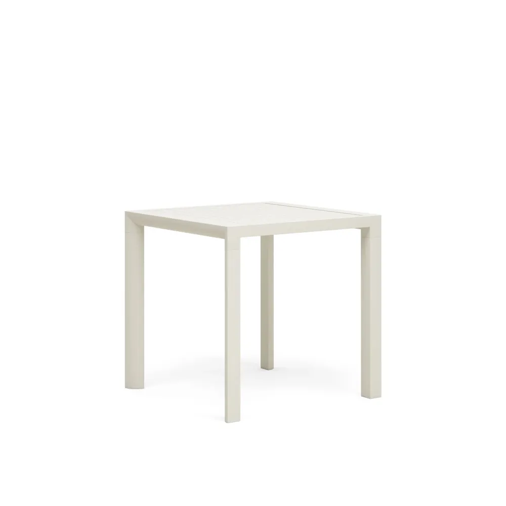 Culip alumínium kültéri asztal fehér porfestett felülettel, 77 x 77 cm