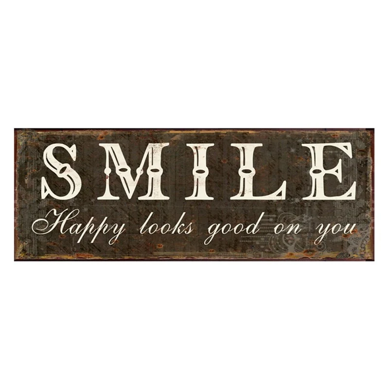 Antikolt barna fém falitábla Smile felirattal