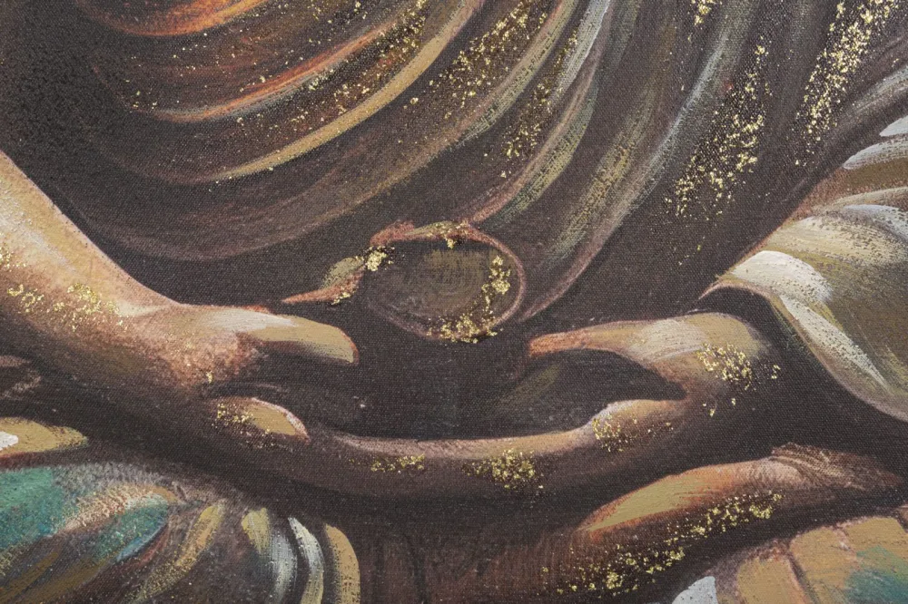 Arany Buddha Falikép Lótuszvirágokkal – Vászonkép 100×100 cm