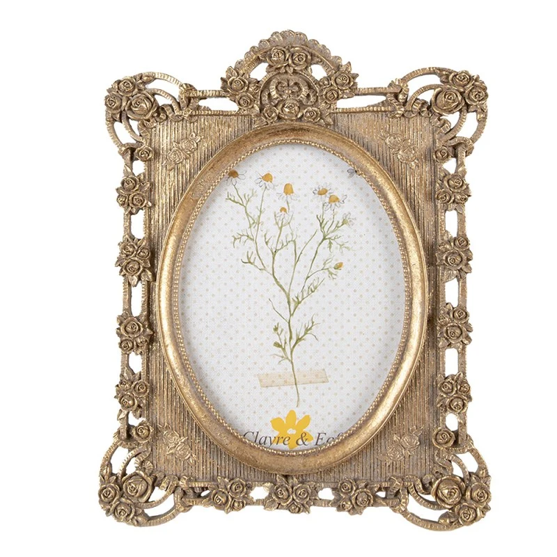 Arany színű vintage fényképkeret rózsás 13x18 cm
