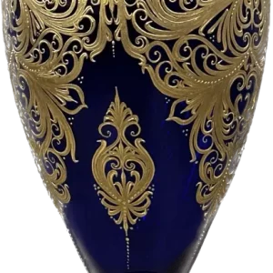 Art csiszolású kristályváza tiszta arany díszítéssel VASO_ORO1