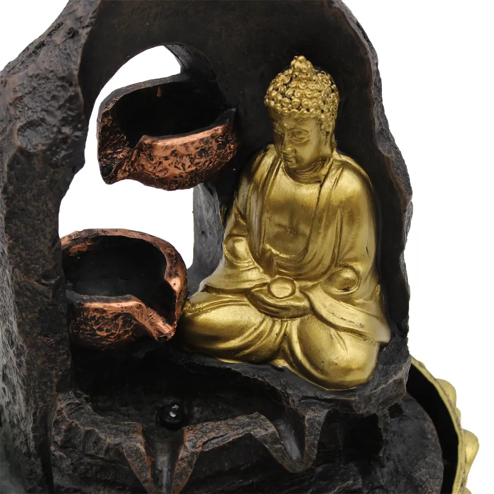 Asztali szökőkút, 30 cm Arany Meditáló Buddha