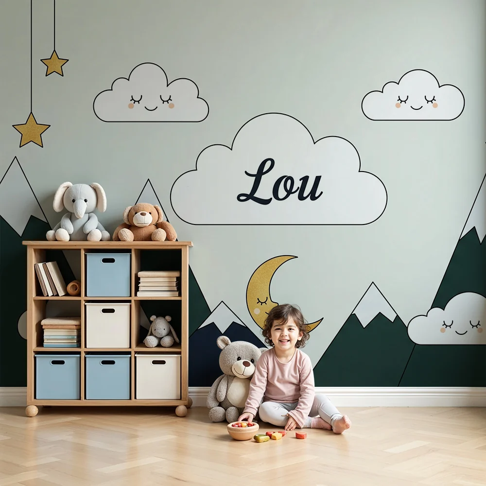 Baba szoba tapéta | Gyengéd hegyek és mosolygó felhők Lou