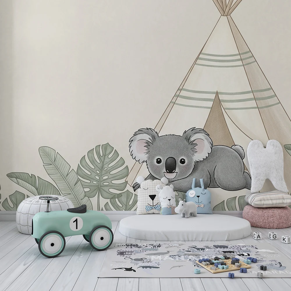 Baba szoba tapéta | Koala és tipi az esőerdőben