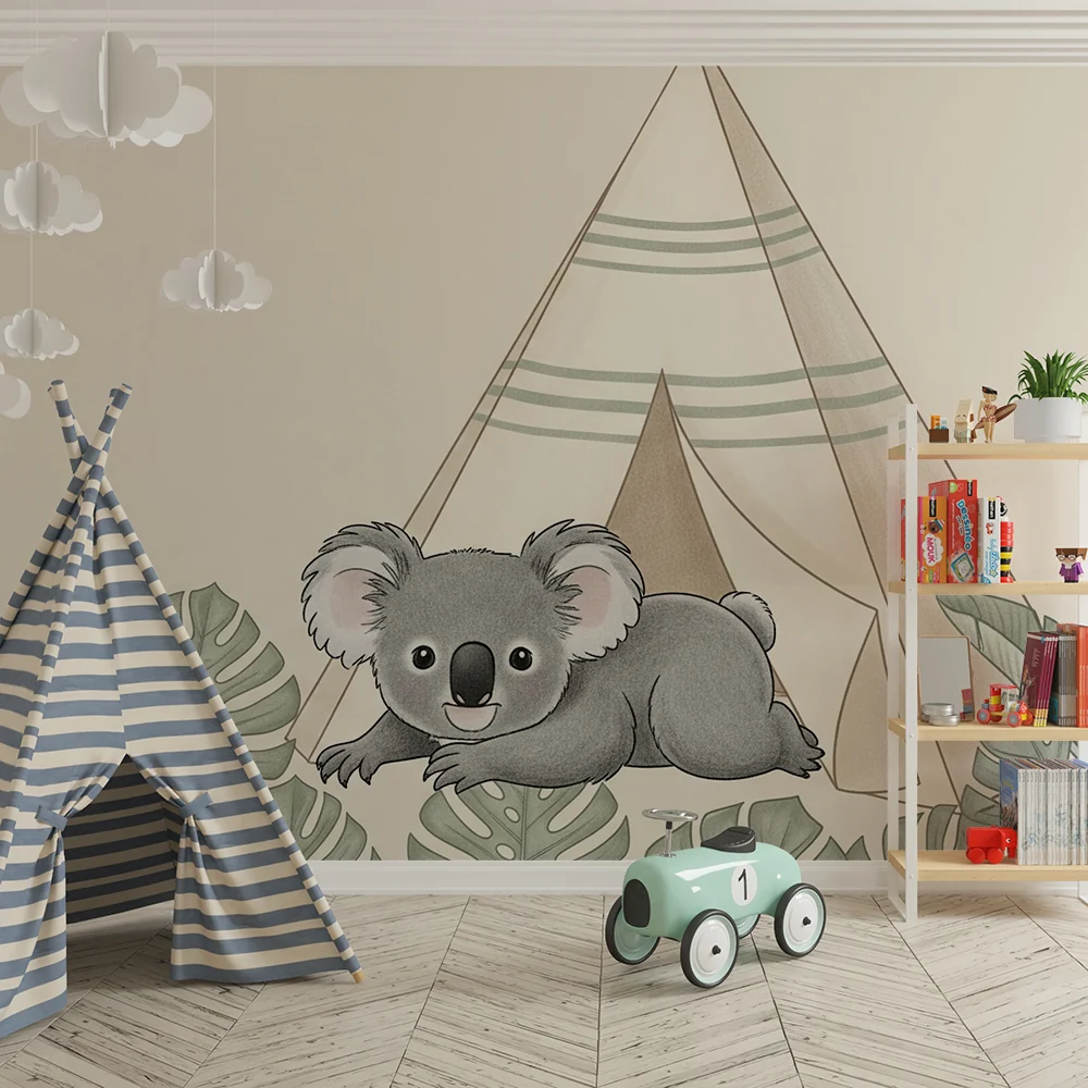 Baba szoba tapéta | Koala és tipi az esőerdőben