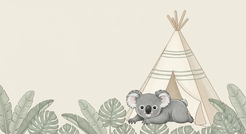 Baba szoba tapéta | Koala és tipi az esőerdőben