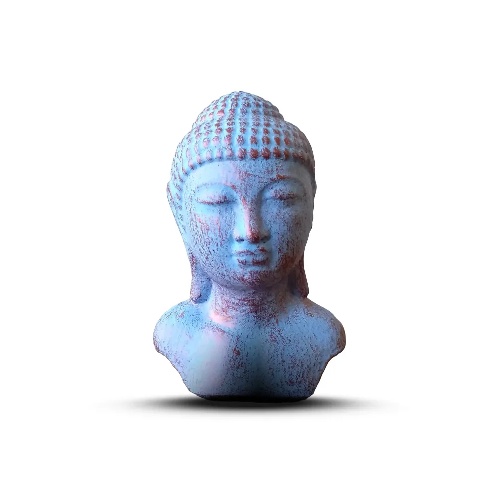 Beton Buddha Fej Szobor – Kék Réz