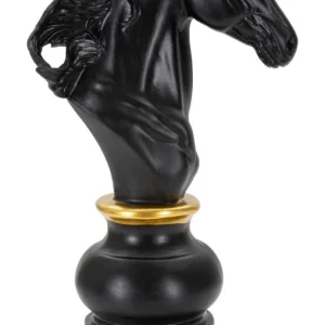 Black Knight – fekete ló sakkfigura dekoráció arany részlettel 14X11X27 cm