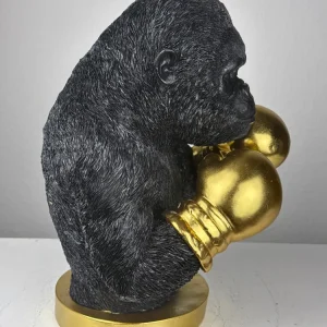 Boxoló Gorilla Szobor (Fekete-Arany Pop Art)