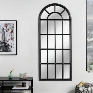 CASTILLO fekete fenyőfa falitükör 140cm