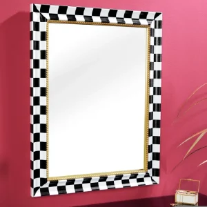 CHESS fekete fenyőfa fali tükör 80cm