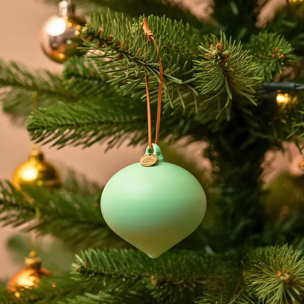 Clarinne poros menta üveg karácsonyfadísz – 10 cm (függeszthető)