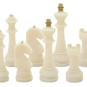 Dekor sakkfigura szett fehér színben 8 db szett Ø 4,4X9,2-4,3X13,3-5X16-X4,5X10,3 cm