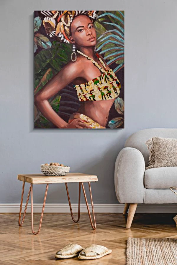 Eklektikus Portré Falikép Trópusi Háttérrel – Vászonkép 90×120 cm