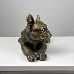 Elbűvölő Francia Bulldog – Fekvő Szobor (Bronz Hatású)