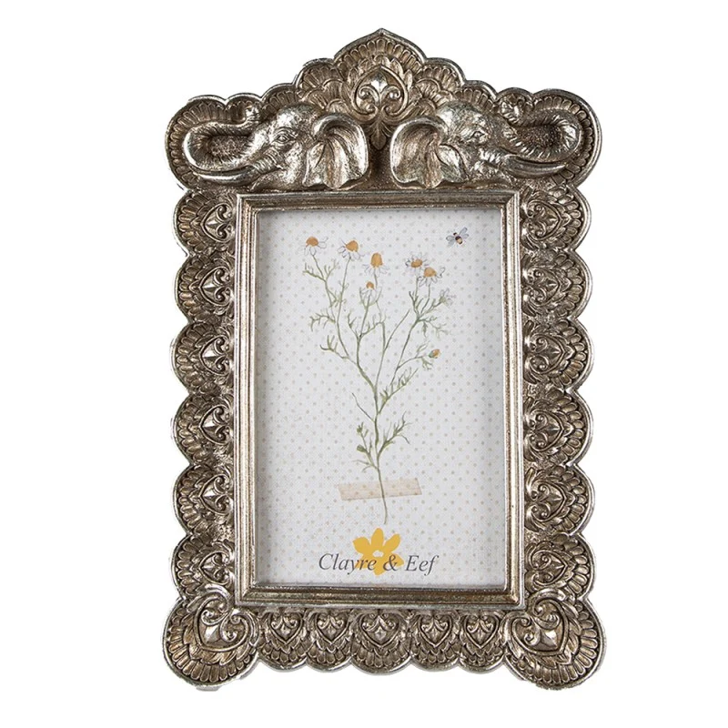 Ezüst színű vintage képkeret elefántos kerettel 10x15 cm