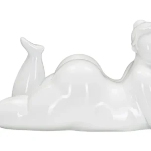 Fehér fekvő női szobor modern stílusban 32X12,5X16 cm